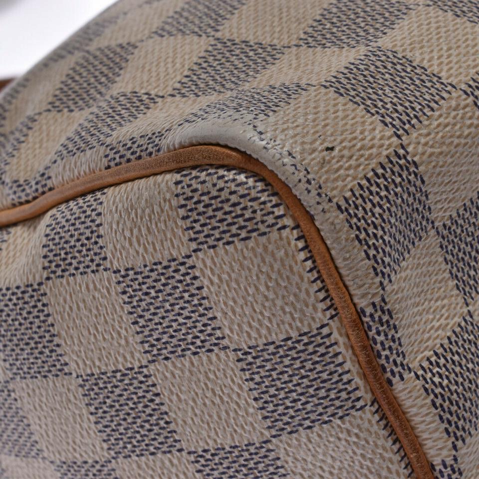 Louis Vuitton Speedy 25 Damier Azur White Canvas Satchel