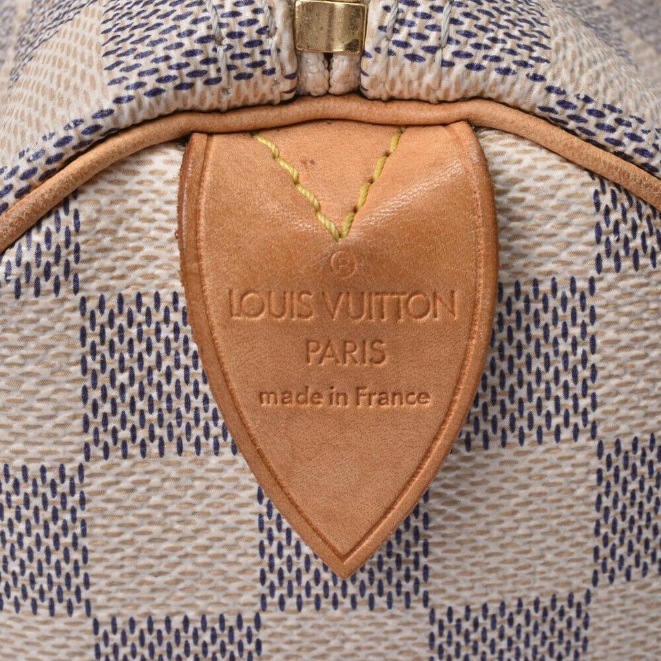 Louis Vuitton Speedy 25 Damier Azur White Canvas Satchel