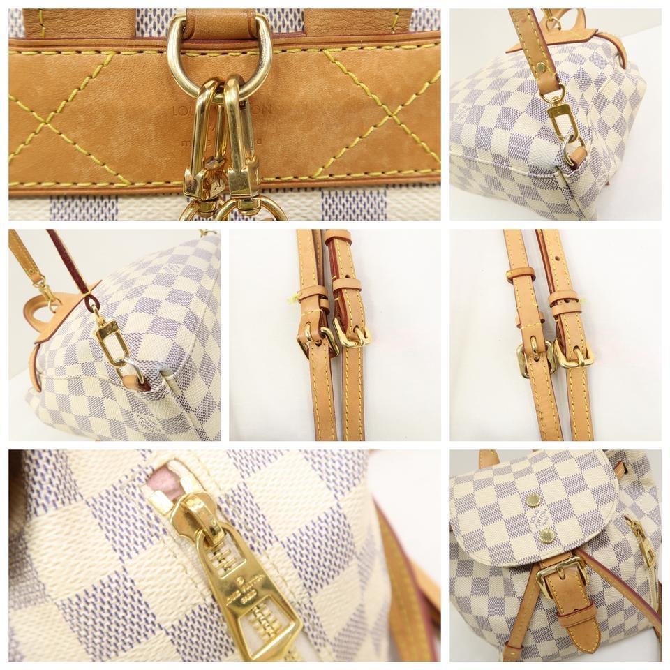 louis vuitton backpack square pattern Louis Vuitton Sperone Mini Damier Azur White Canvas Backpack