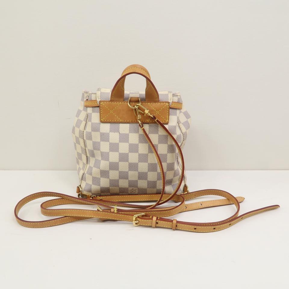 louis vuitton backpack checkered mini hard Louis Vuitton Sperone Mini Damier Azur White Canvas Backpack