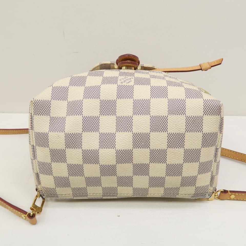 louis vuitton backpack checkered mini hard Louis Vuitton Sperone Mini Damier Azur White Canvas Backpack