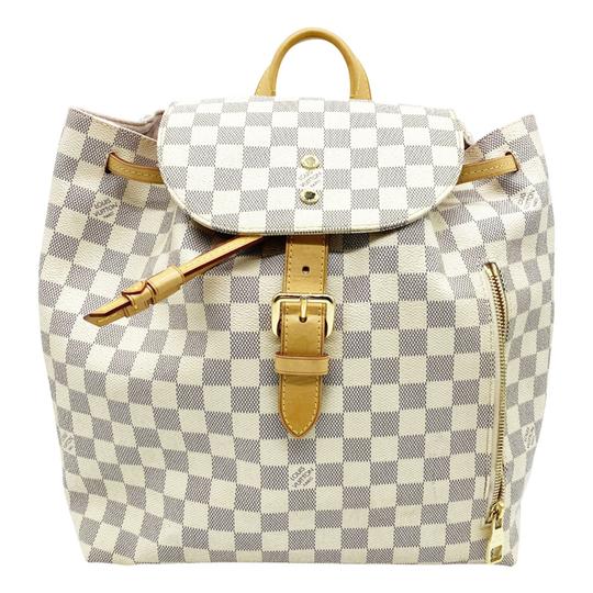 louis vuitton backpack women white Louis Vuitton Sperone White Damier Azur Canvas Backpack