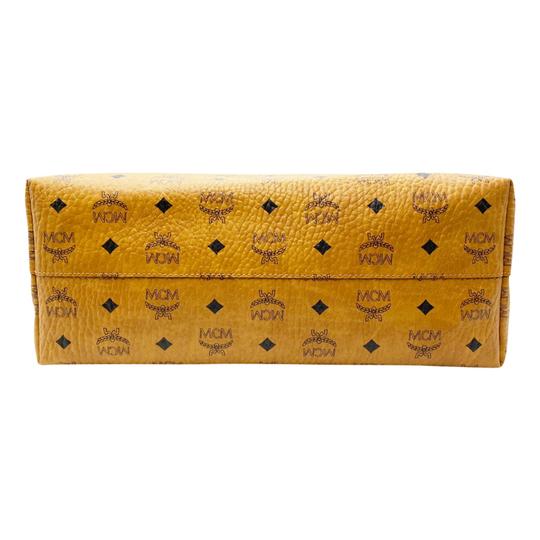 MCM Anya Cognac Brown Coated Canvas Tote