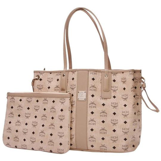 MCM Bag Liz Reversible Medium - Visetos Beige Coated Canvas Tote