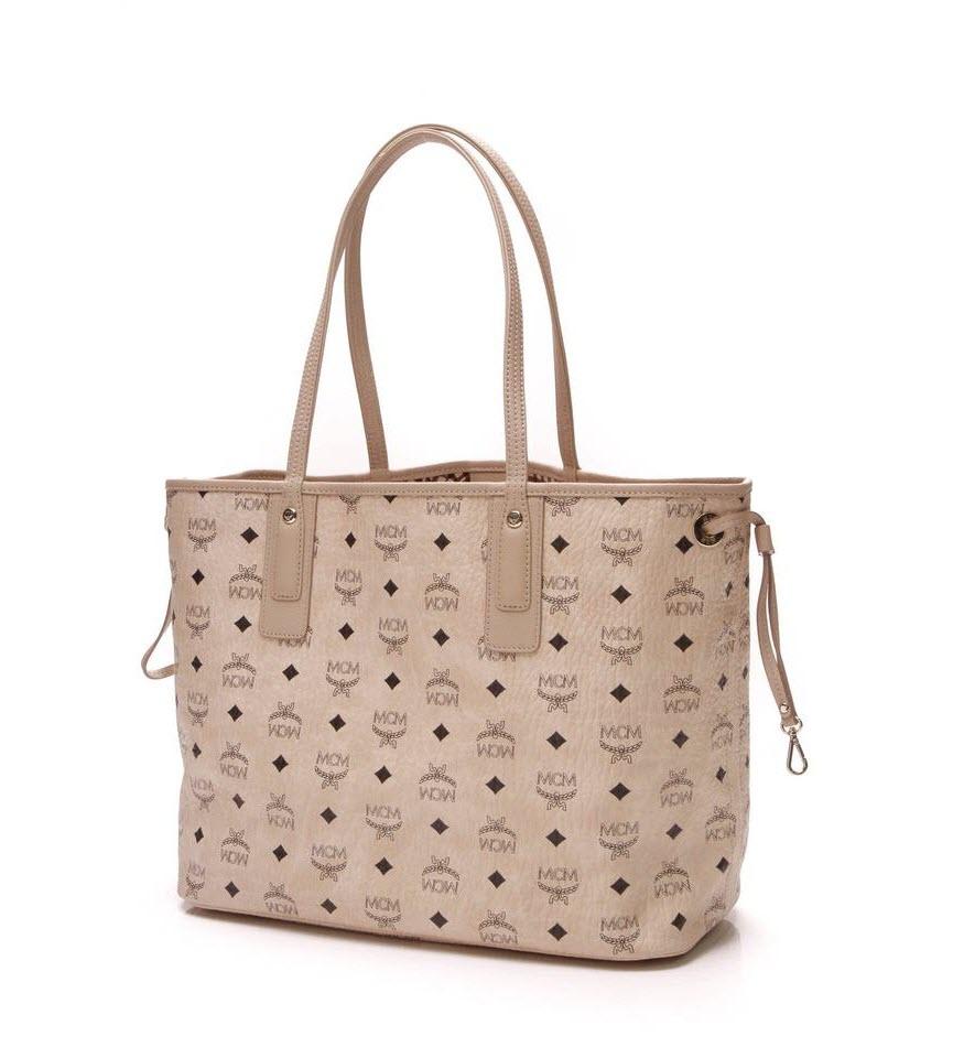 MCM Medium Liz Reversible Medium Tote Diamond Visetos Beige Shopper