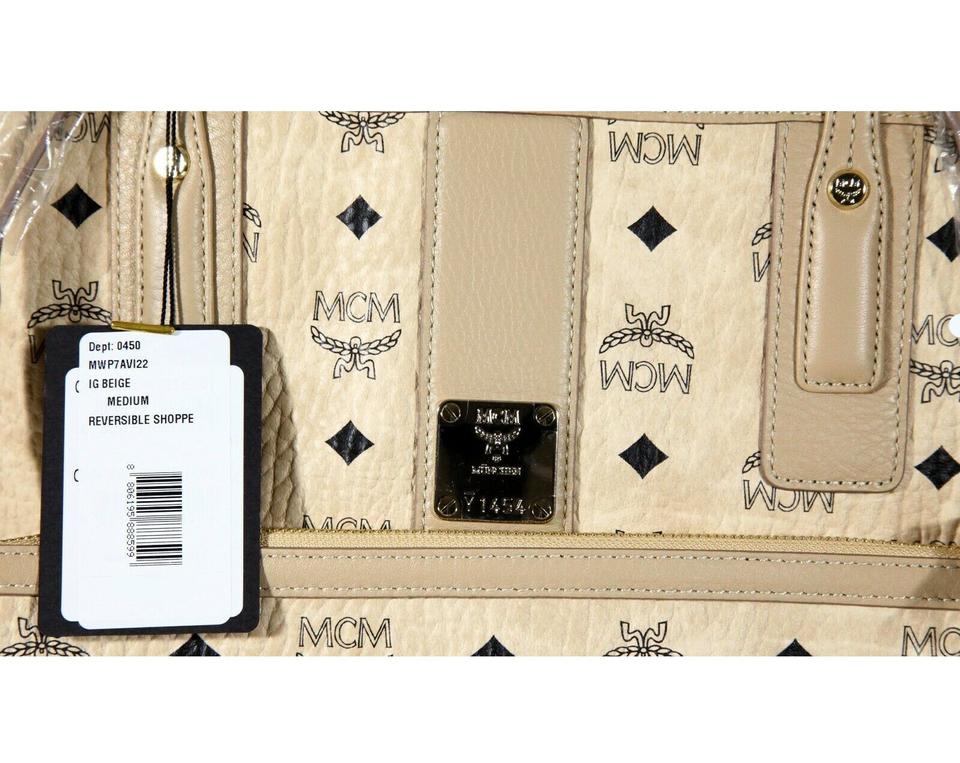 Mcm Reversible Liz Medium Visetos Canvas Shopper Tote Bag