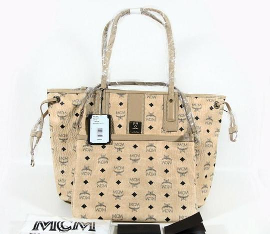 MCM Bag Liz Reversible Medium - Visetos Beige Coated Canvas Tote