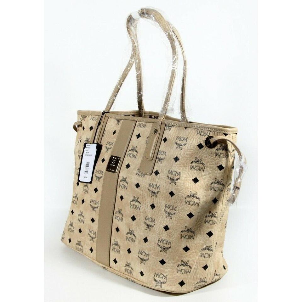 MCM Medium Liz Reversible Medium Tote Diamond Visetos Beige Shopper
