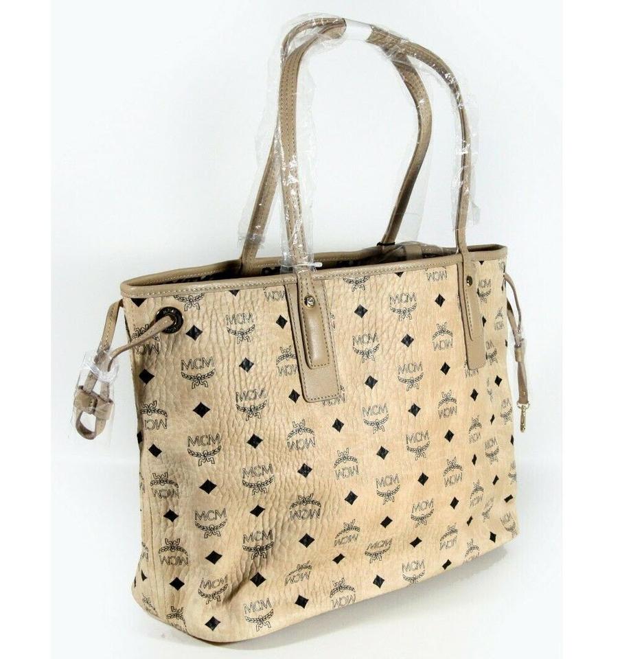 MCM Medium Liz Reversible Medium Tote Diamond Visetos Beige Shopper