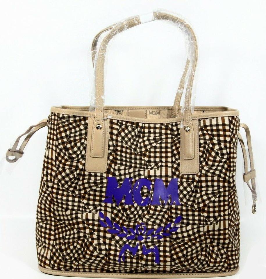 MCM Medium Liz Reversible Medium Tote Diamond Visetos Beige Shopper