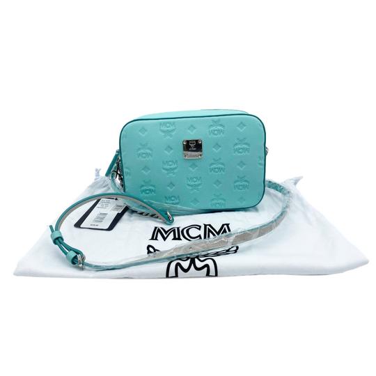 MCM Camera Klara Monogram Embossed Blue Leather Shoulder Bag