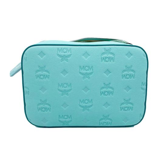 MCM Camera Klara Monogram Embossed Blue Leather Shoulder Bag