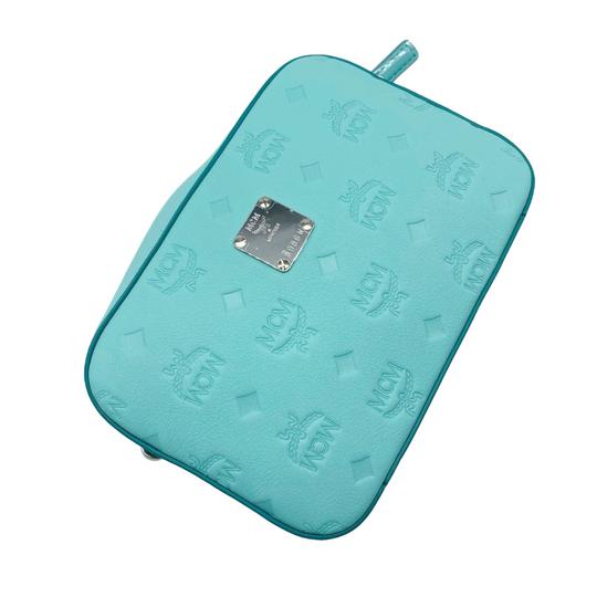 MCM Camera Klara Monogram Embossed Blue Leather Shoulder Bag