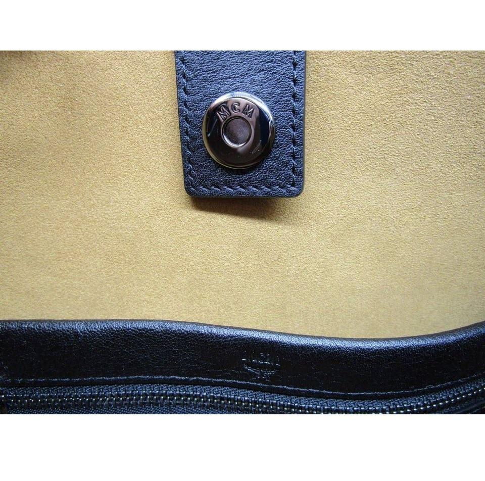 MCM Crossbody Sara Convertible Shopper Black Leather Tote