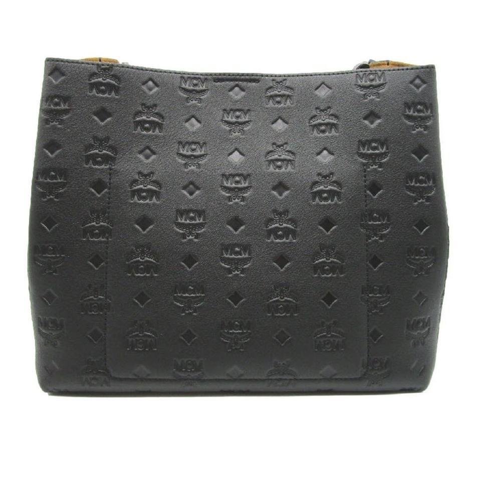 MCM Crossbody Sara Convertible Shopper Black Leather Tote