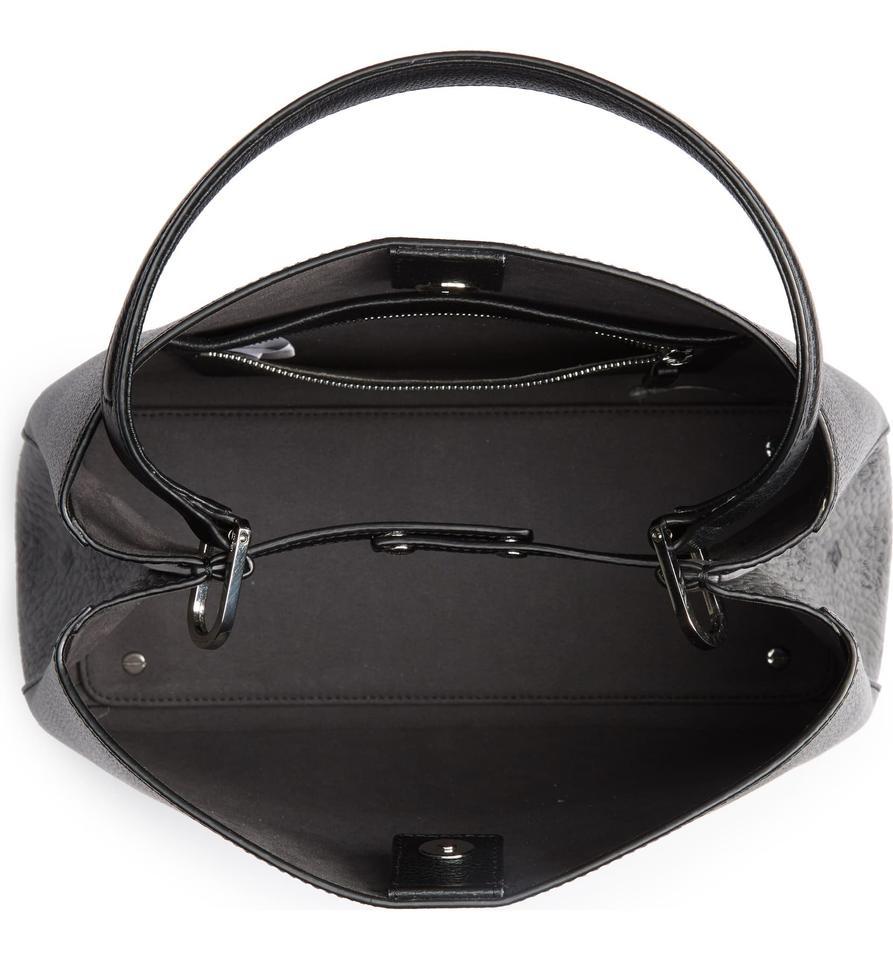 MCM Hobo Sarah Visetos Canvas Black Leather Shoulder Bag
