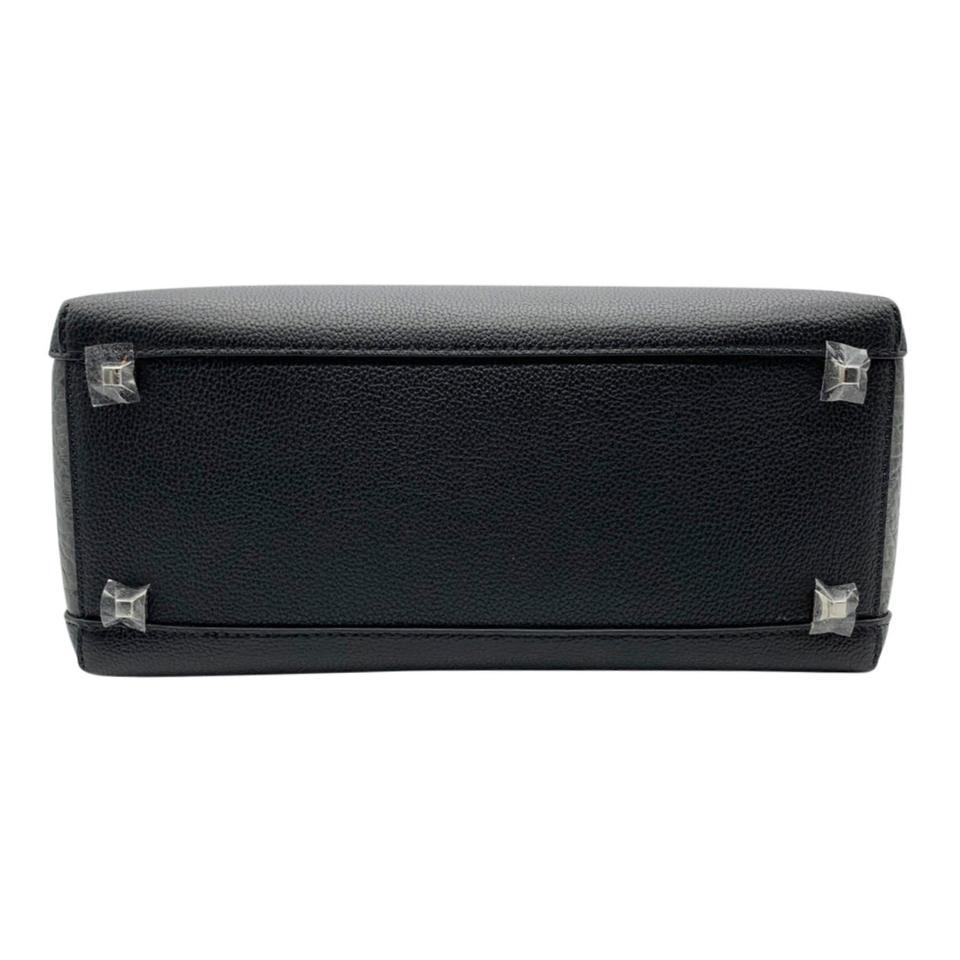 MCM Hobo Sarah Visetos Canvas Black Leather Shoulder Bag