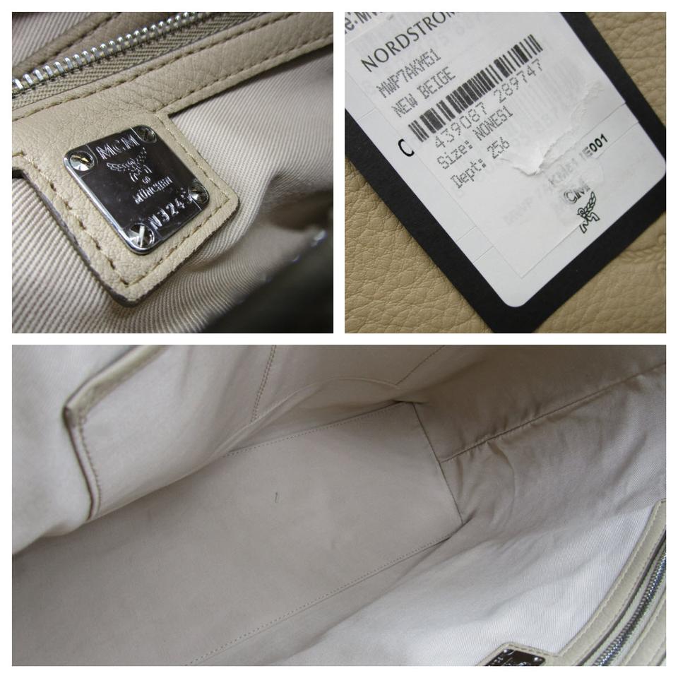 MCM Klara Monogram Shopper New Beige Leather Tote