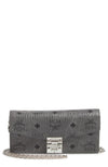 MCM Large Patricia Visetos Canvas Wallet On A Chain Grey Leather Cross Body Bag
