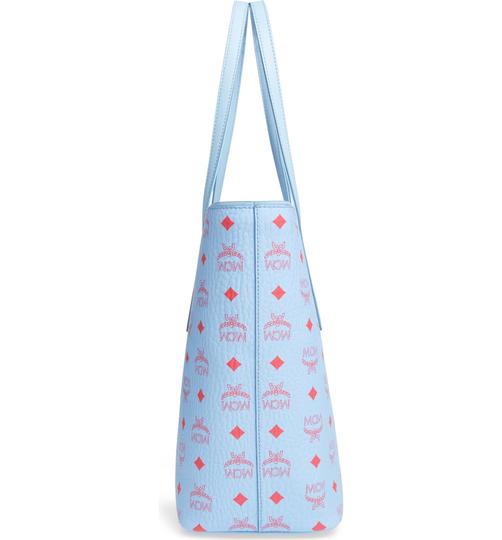 MCM Medium Anya Shopper Pastel Blue Leather Tote