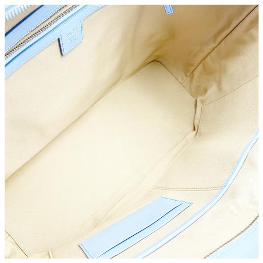 MCM Medium Anya Shopper Pastel Blue Leather Tote