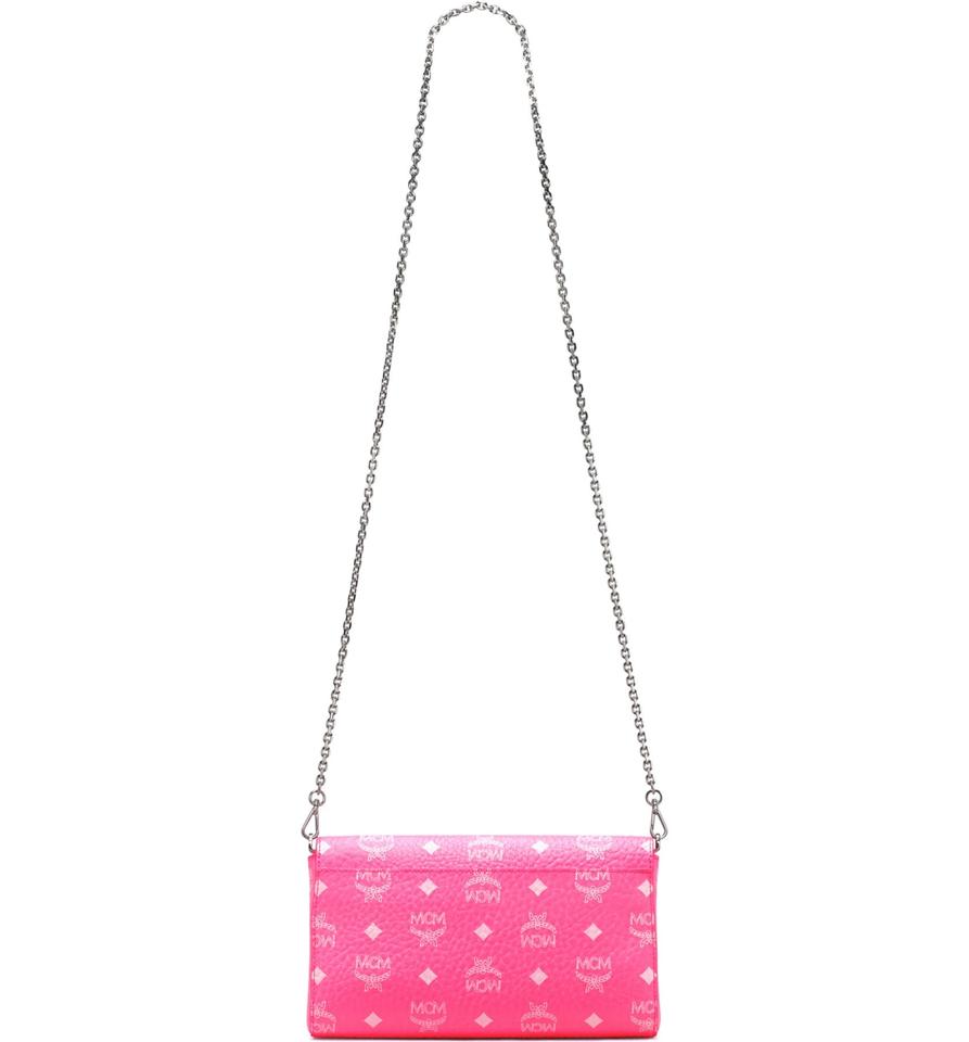 MCM Millie Monogrammed Leather Pink Coated Canvas Cross Body Bag