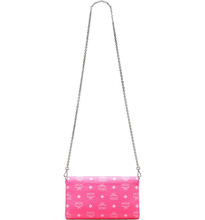 MCM Millie Monogrammed Leather Pink Coated Canvas Cross Body Bag