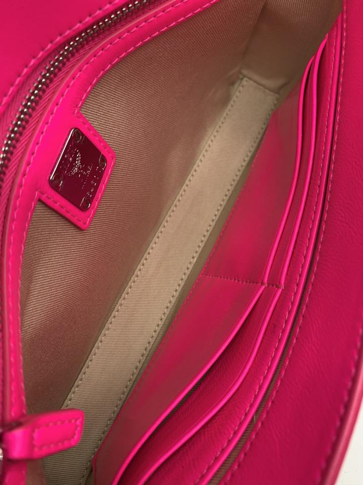 MCM Millie Monogrammed Leather Pink Coated Canvas Cross Body Bag