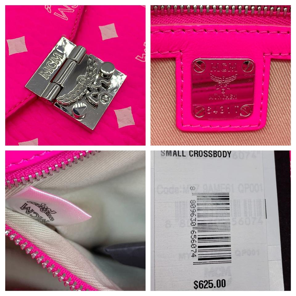 MCM Millie Monogrammed Leather Pink Coated Canvas Cross Body Bag