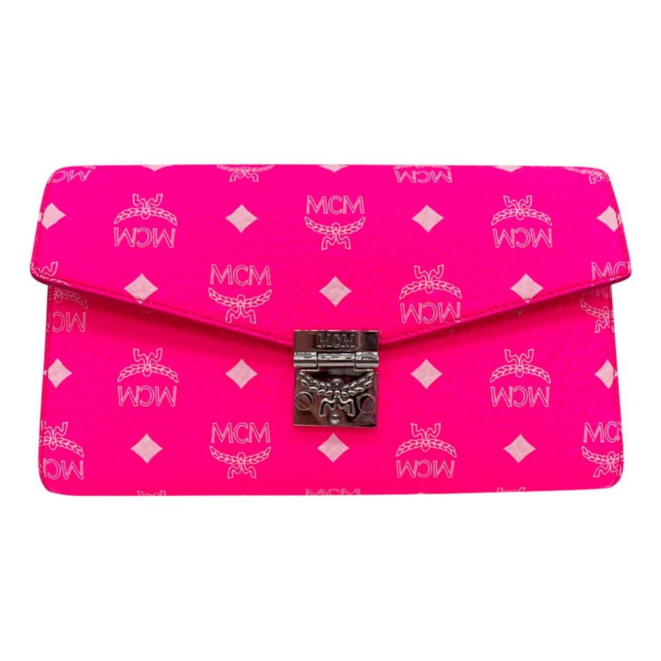 MCM Monogram Pouch Bag Wallet Pink compact size 23×15cm Not for Sale Novelty