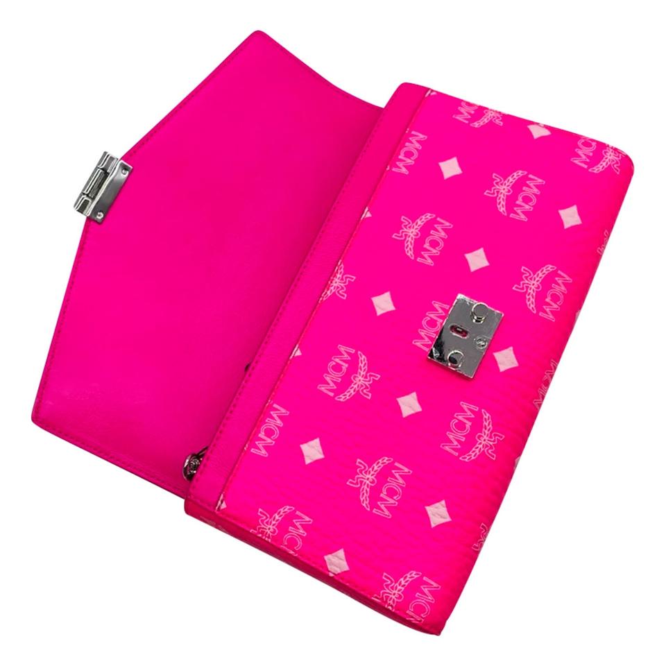 MCM Millie Monogrammed Leather Pink Coated Canvas Cross Body Bag