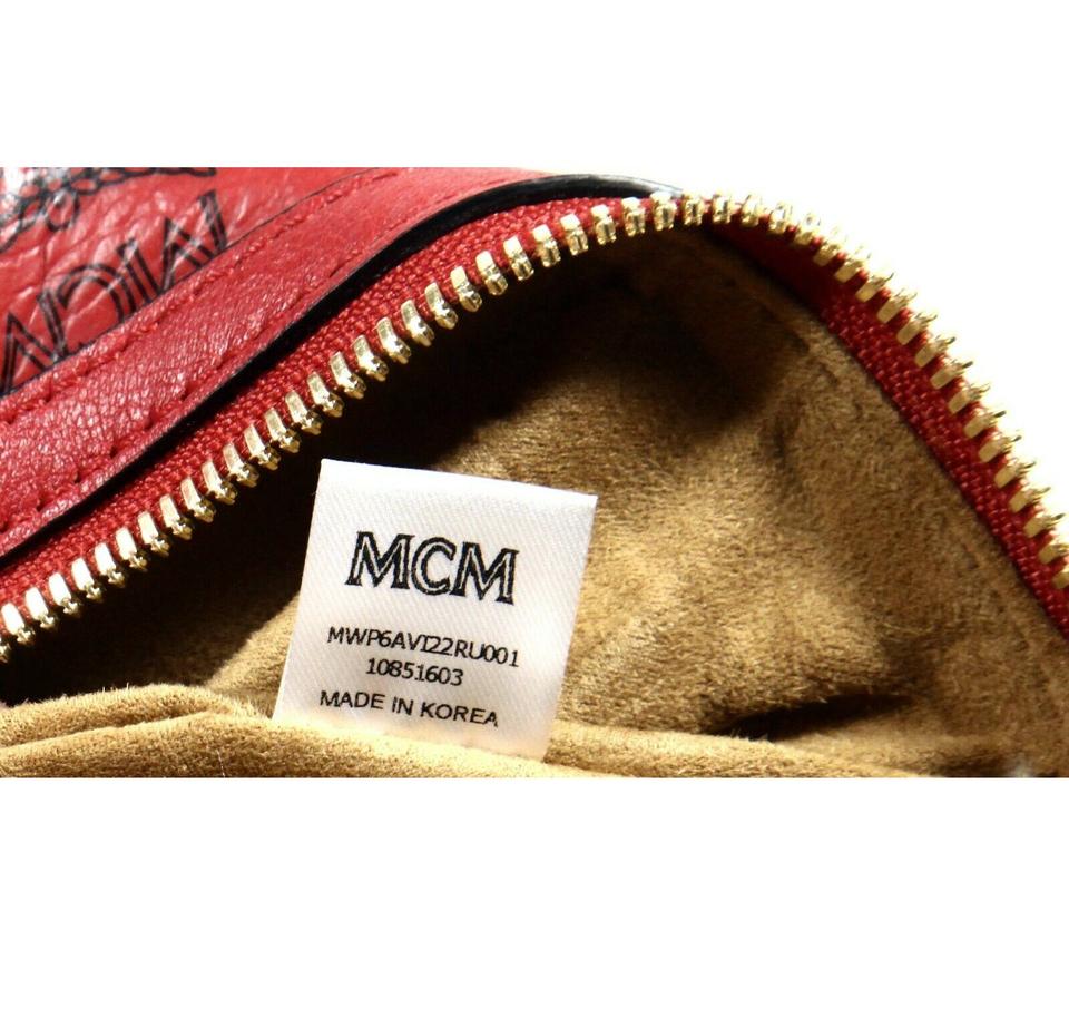 MCM Visetos Medium Liz Reversible Shopper Ruby Red Coated Canvas Tote