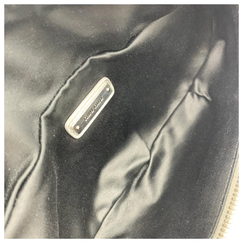 Miu Miu Belt Matelassé Silver Lambskin Leather Messenger Bag