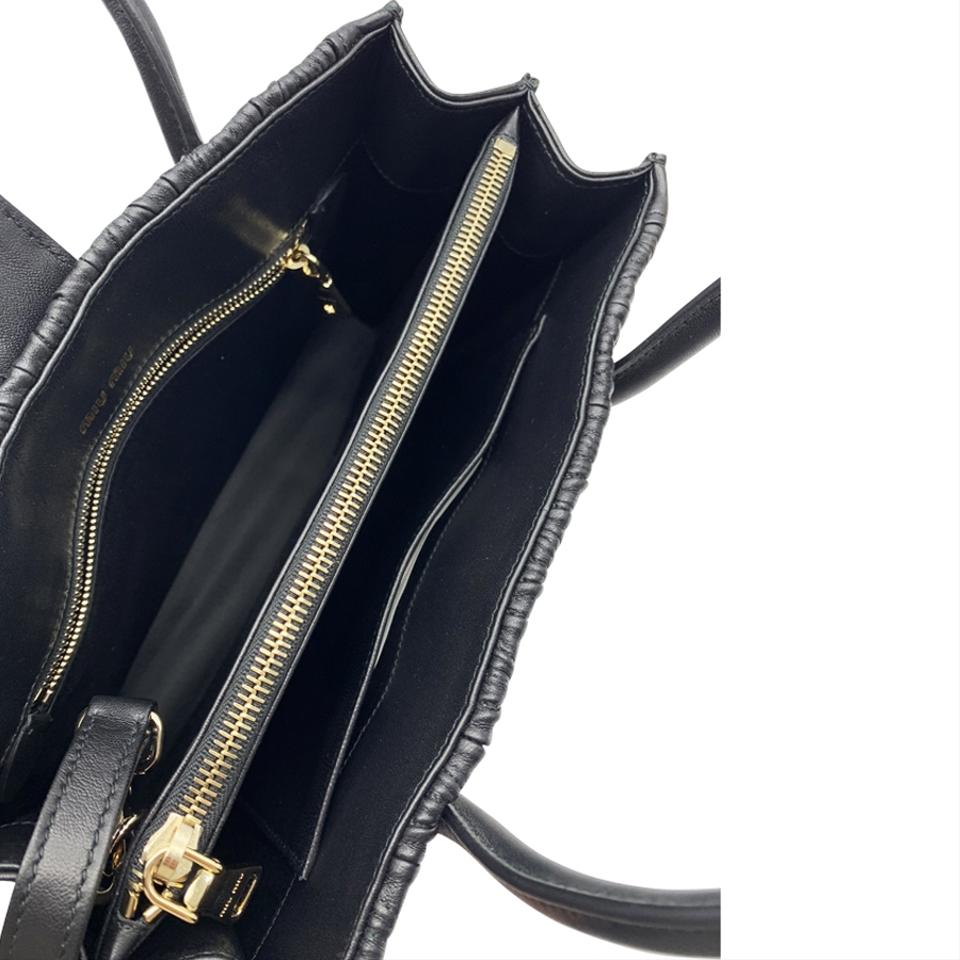 Miu Miu Confidential Matelasse Quilted Lambskin Black Leather Satchel