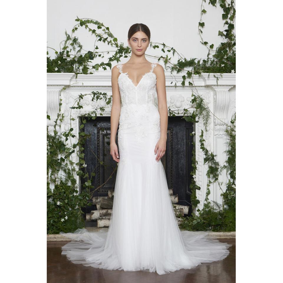Monique Lhuillier White Lace - September Feminine Wedding Dress