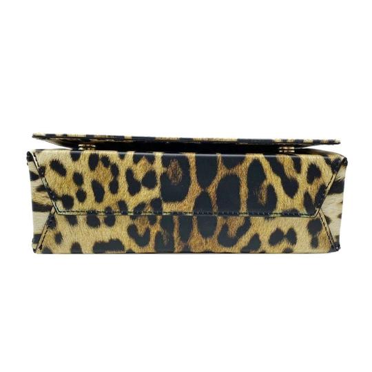 Moschino Shoulder Leopard Print Logo Black Leather Cross Body Bag