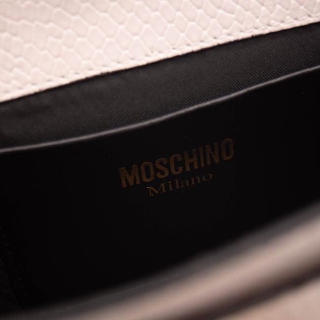 Moschino Teddy Bear Calfskin Logo Cross Body White Leather Shoulder Bag