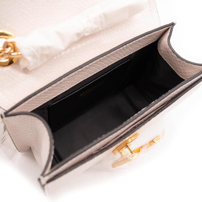 Moschino Teddy Bear Calfskin Logo Cross Body White Leather Shoulder Bag