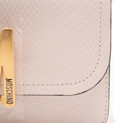 Moschino Teddy Bear Calfskin Logo Cross Body White Leather Shoulder Bag