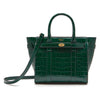 Mulberry Mini Zipped Bayswater Croc Embossed Satchel Green Leather Cross Body Bag