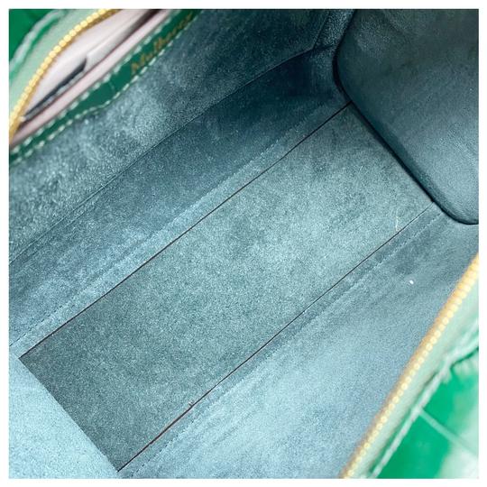 Mulberry Mini Zipped Bayswater Croc Embossed Satchel Green Leather Cross Body Bag