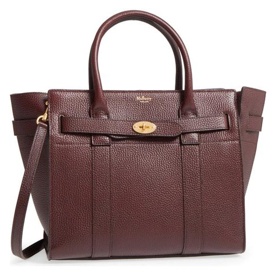 Mulberry Small Bayswater Satchel Burgundy Oxblood Red Leather Tote