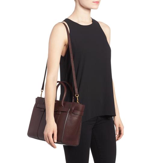 Mulberry Small Bayswater Satchel Burgundy Oxblood Red Leather Tote