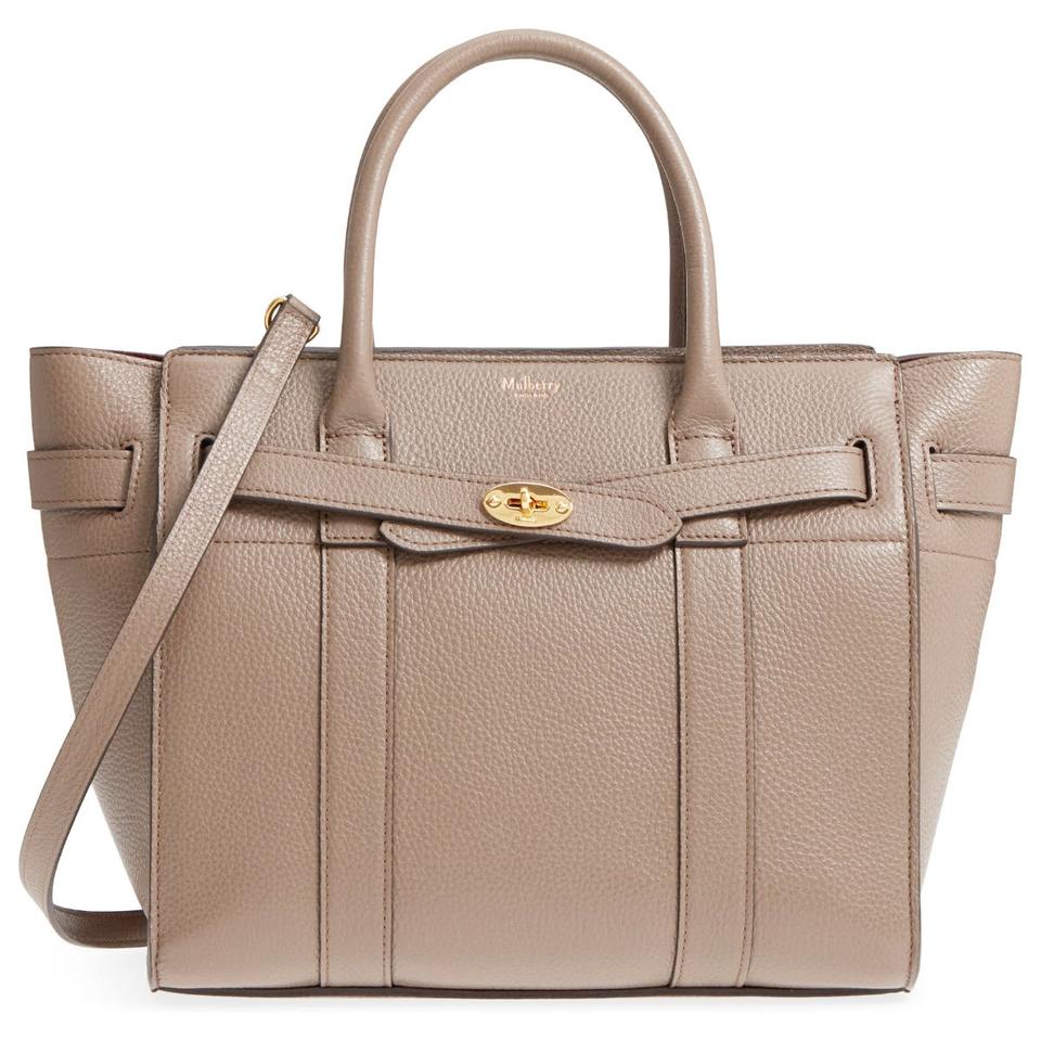 Mulberry Small Zip Bayswater Classic Tote Clay Grey Leather Shoulder Bag