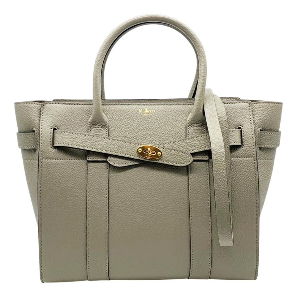 Mulberry Small Zip Bayswater Classic Tote Clay Grey Leather Shoulder Bag