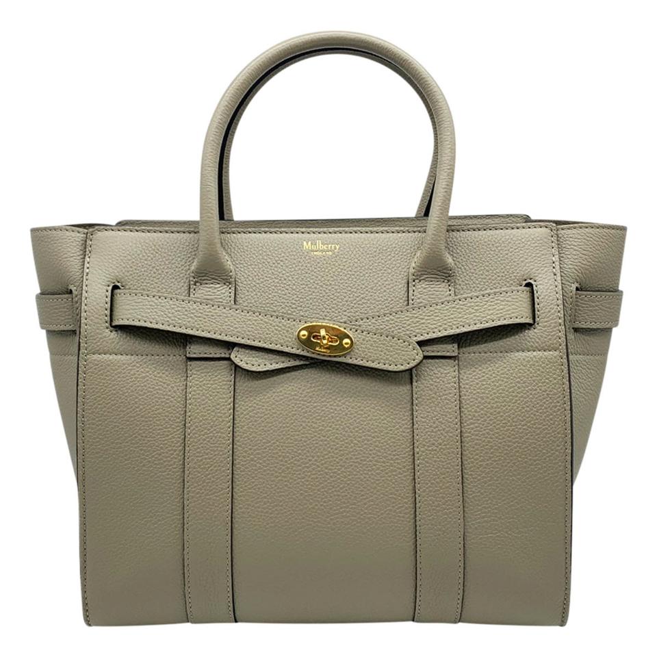 Mulberry Small Zip Bayswater Classic Tote Clay Grey Leather Shoulder Bag