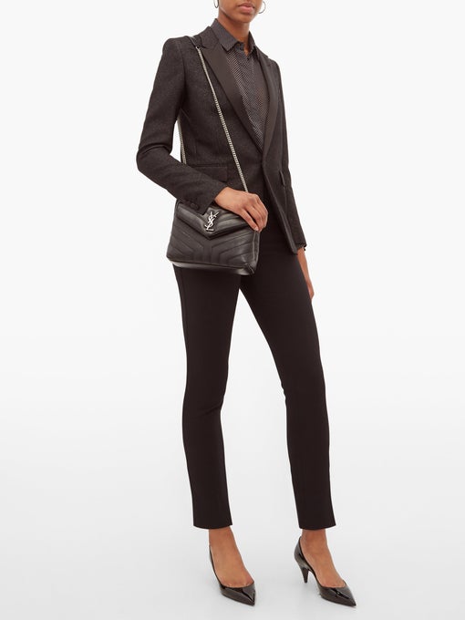 SAINT LAURENT Black Loulou Small Monogram Quilted Shoulder Bag