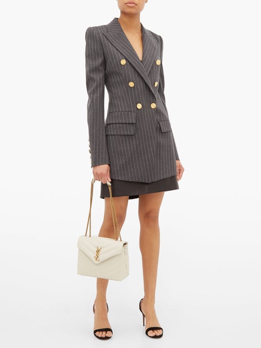 Saint Laurent Small Loulou Monogram Quilted Leather Crossbody White