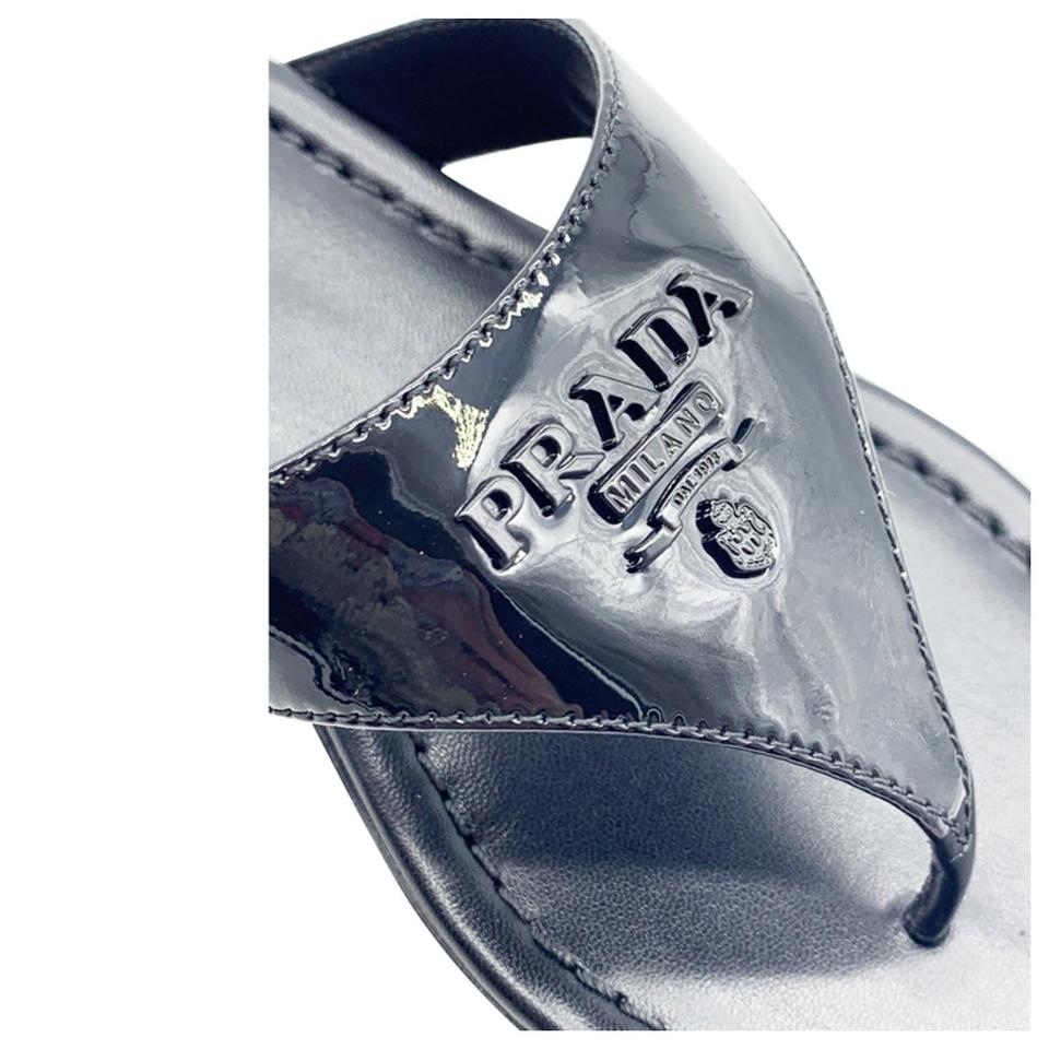 Prada Black Logo Flip Flop Sandals 36.5