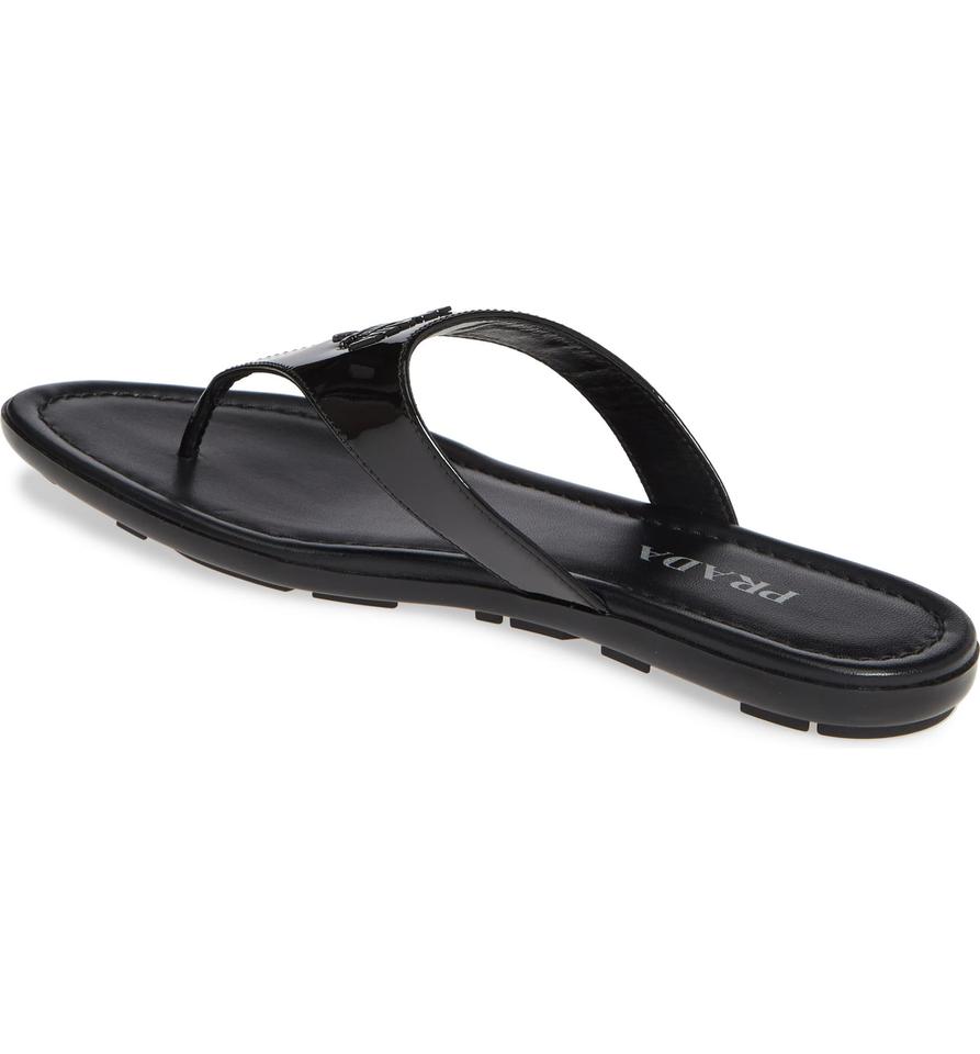 Prada Black Logo Flip Flop Sandals 36.5